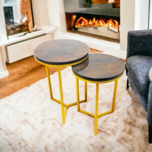 Metal End Tables - 3SL-Gold Brown Marble