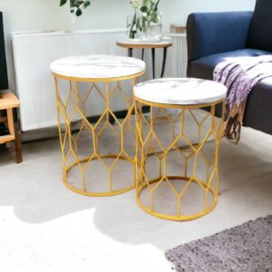 Bovis White Marble Nesting Side Table