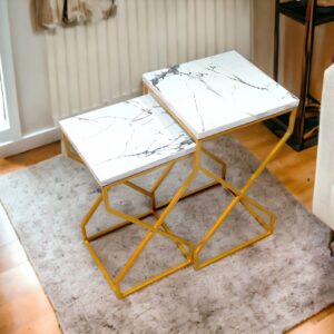 Thimble White Marble Nesting Side Tables