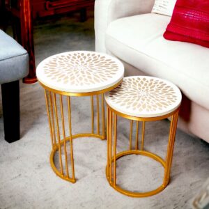 Aranox-GFlower(W) Nesting Side Table