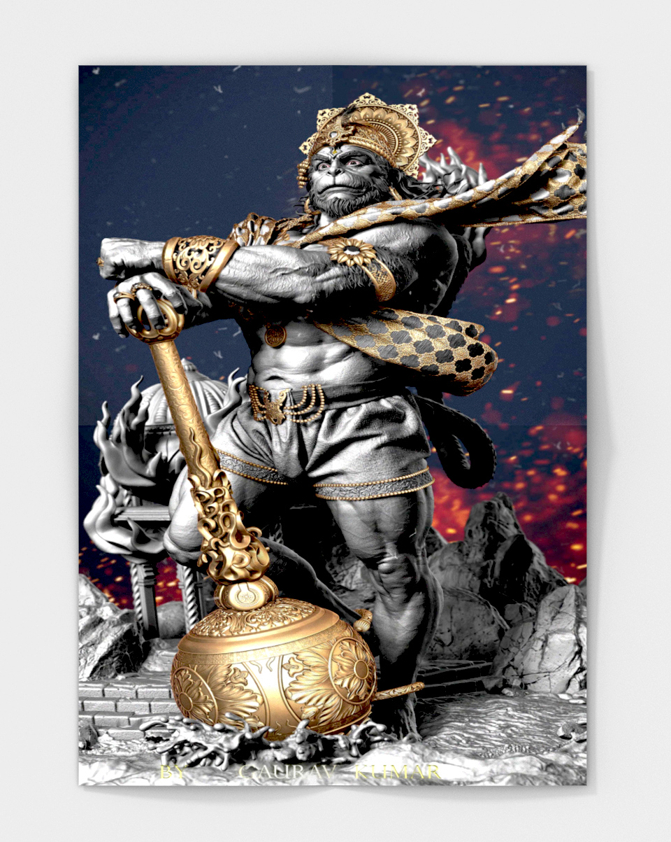 Metal Wall Poster Hanumanji-002