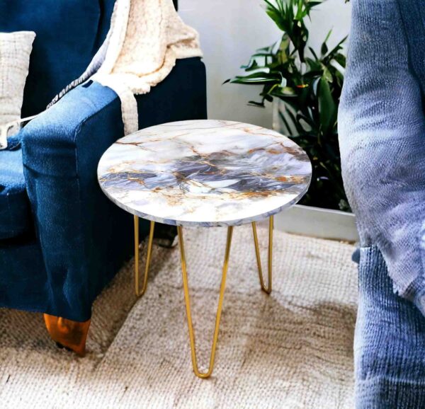 Marble Side Tables White&BlueMarble