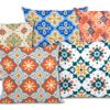 Aqua & Tangerine Tiles Printed Cushion Covers