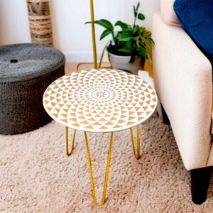 Elegant Gold-Finish Metal Side Table| Compact Sleek & Lightweight Design for Living Room & Bedroom (GoldMadra)