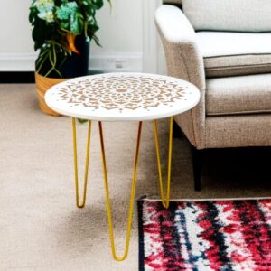 HenningsDecor Metal Side Table for Living Room | Bedside Table | Compact & Space Saving Tables (D001-WG)