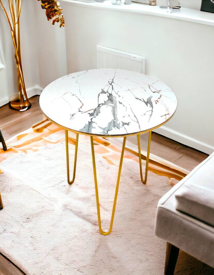 Hairpin Side Table WhiteMarble01