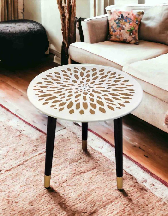 Wooden Side Tables 3WL-GFlower(W)