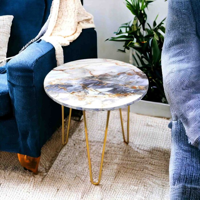 Marble Side Tables White&BlueMarble